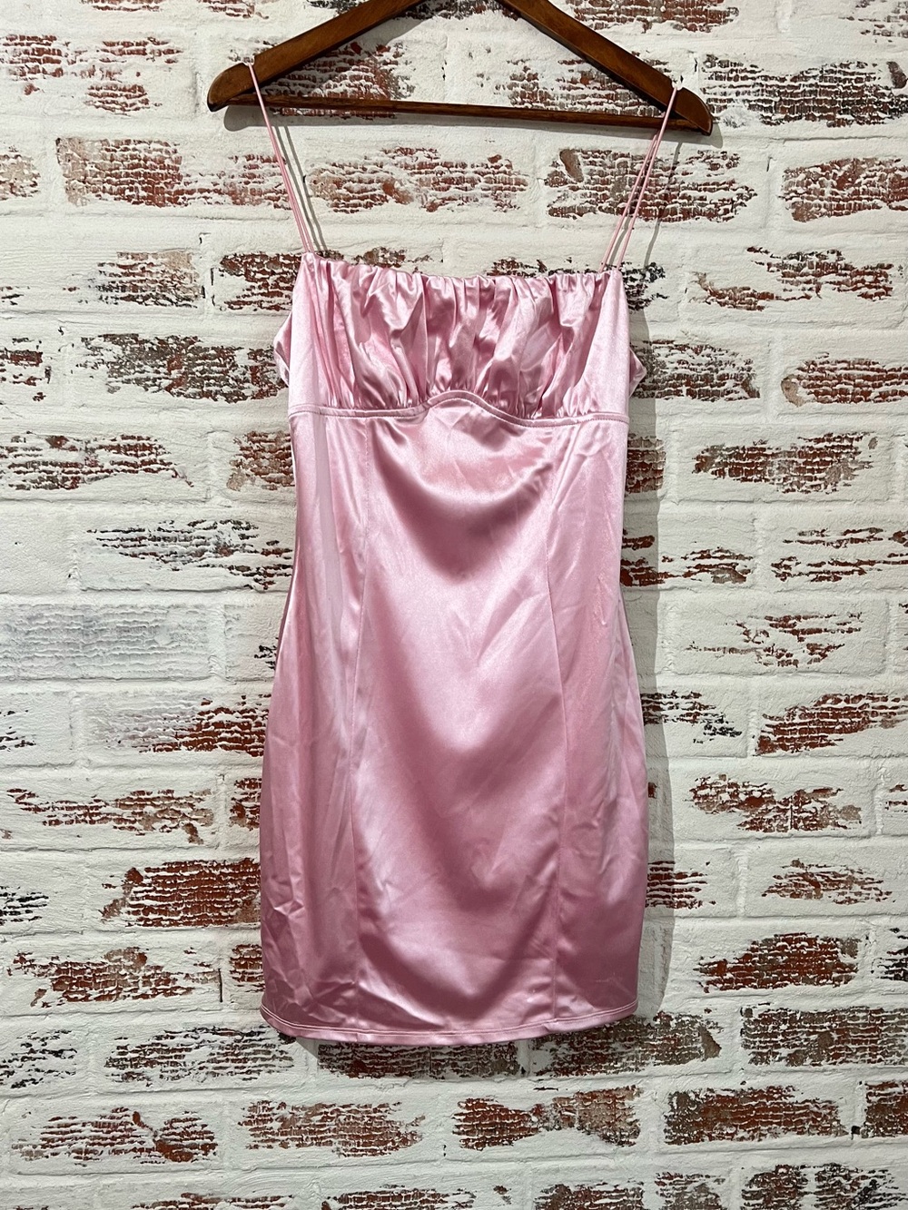 Hey Babe Light Pink Satin Mini Dress Brand New Pink Pony Club Barbiecore Party M